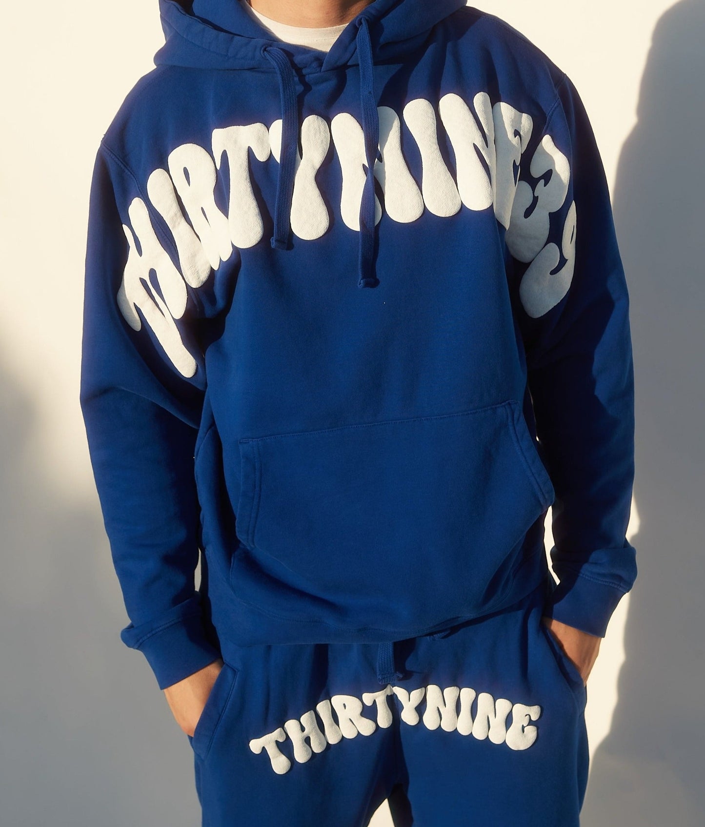 Thirty nine blue puff print sweatpants