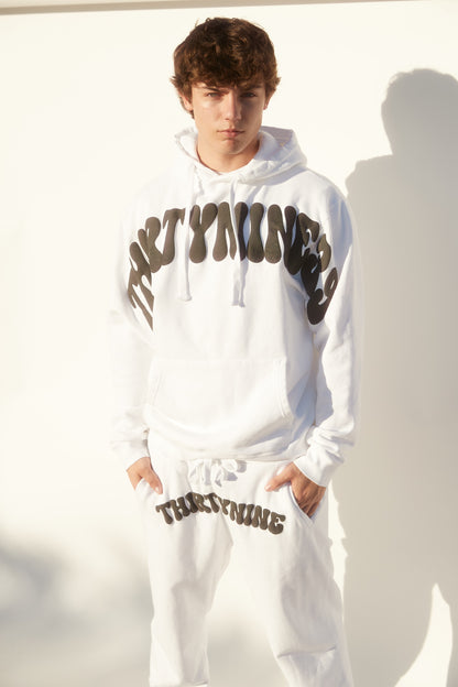 Thirty nine white puff print hoodie